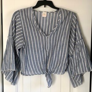 Blue and white striped blouse